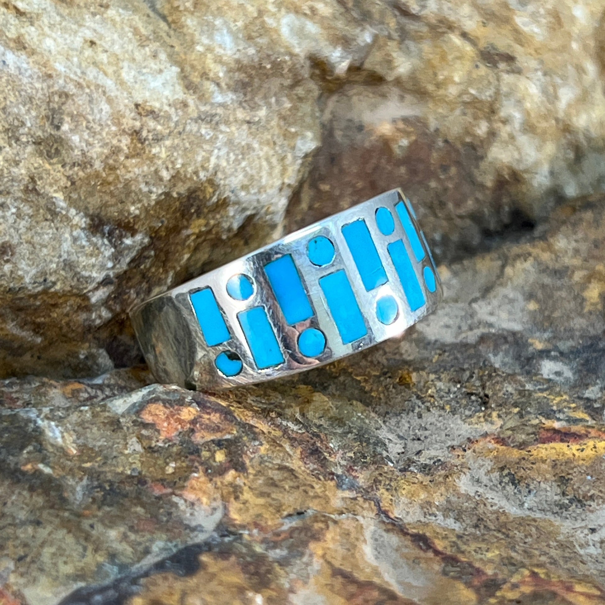 David Rosales Arizona Blue Inlaid Sterling Silver Ring