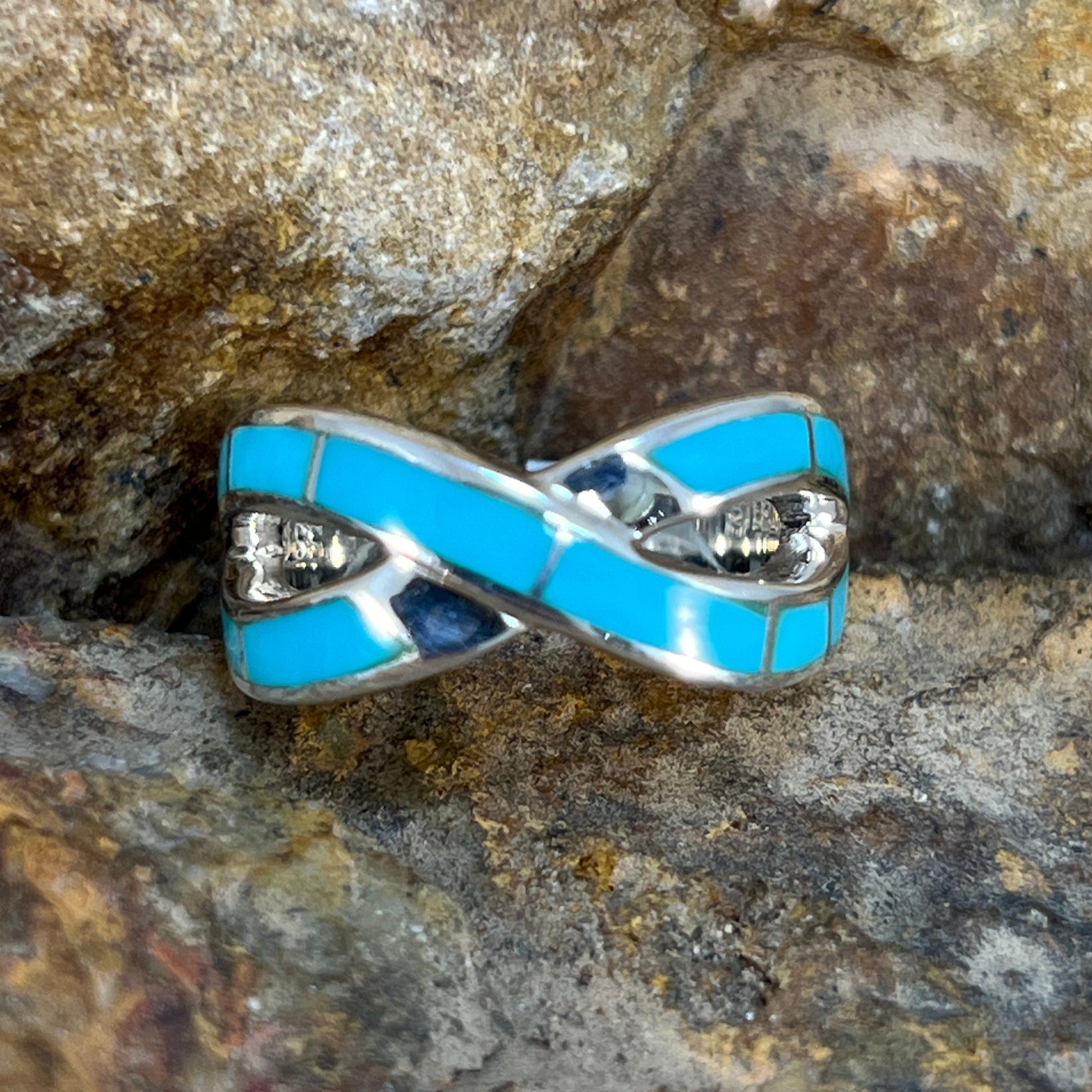 David Rosales Arizona Blue Inlaid Sterling Silver Ring