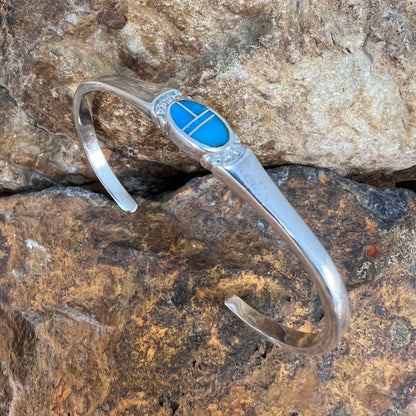 David Rosales Arizona Blue Inlaid Sterling Silver Bracelet