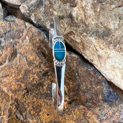 David Rosales Arizona Blue Inlaid Sterling Silver Bracelet