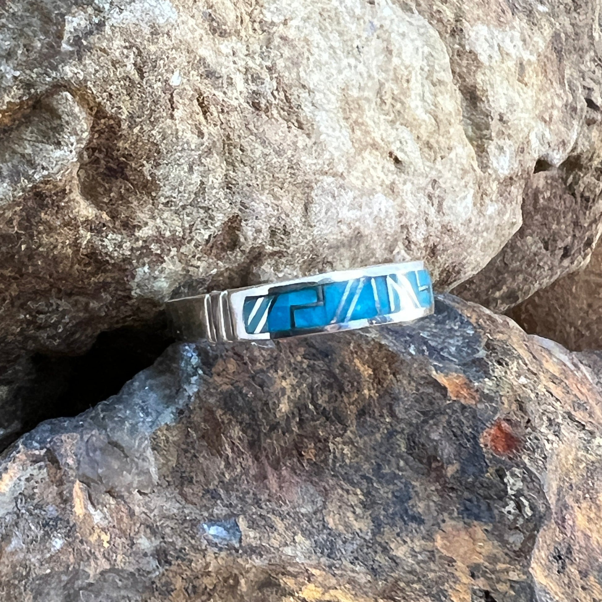 David Rosales Arizona Blue Inlaid Sterling Silver Ring