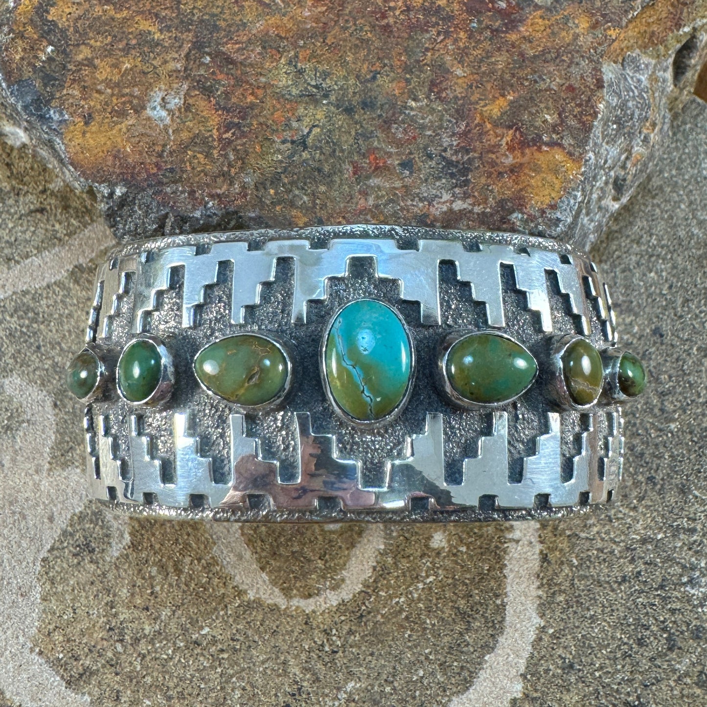 Turquoise Sterling Silver Cuff Bracelet by L Juan