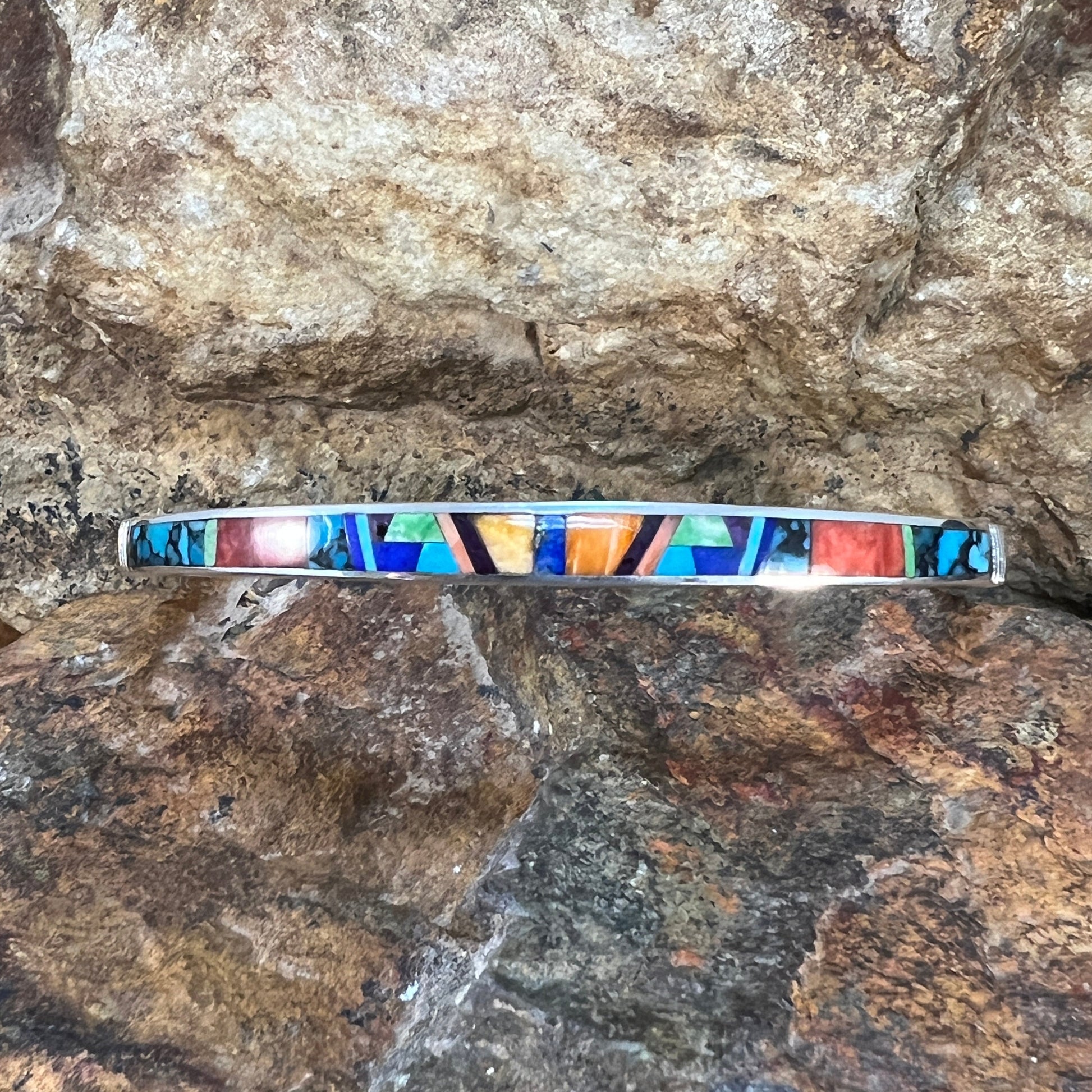 David Rosales Indian Summer Inlaid Sterling Silver Bracelet