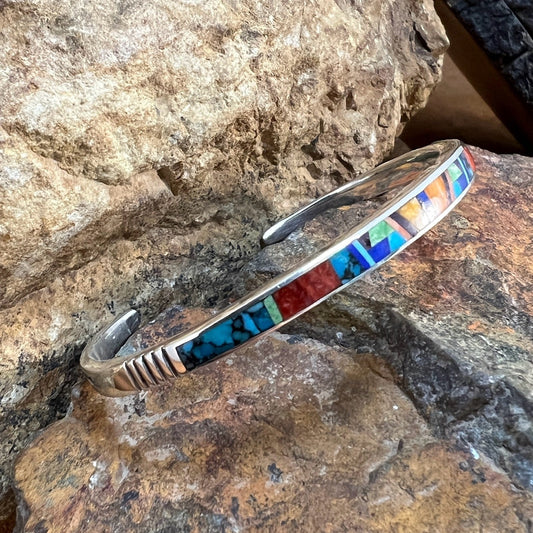 David Rosales Indian Summer Inlaid Sterling Silver Bracelet