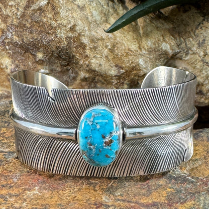 Kingman Turquoise Sterling Silver Cuff Bracelet by R. Cruz