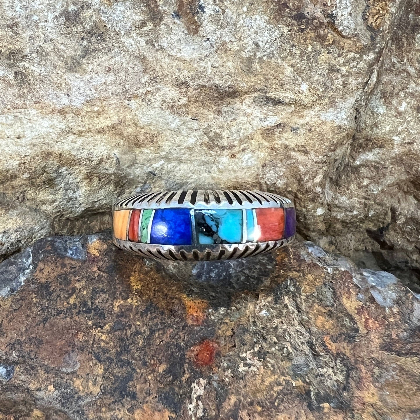 David Rosales Indian Summer Inlaid Sterling Silver Ring