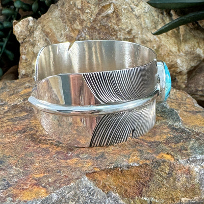 Kingman Turquoise Sterling Silver Cuff Bracelet by R. Cruz