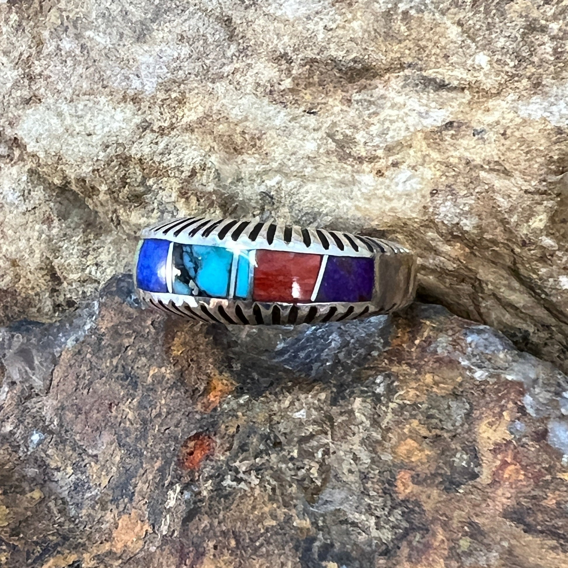 David Rosales Indian Summer Inlaid Sterling Silver Ring