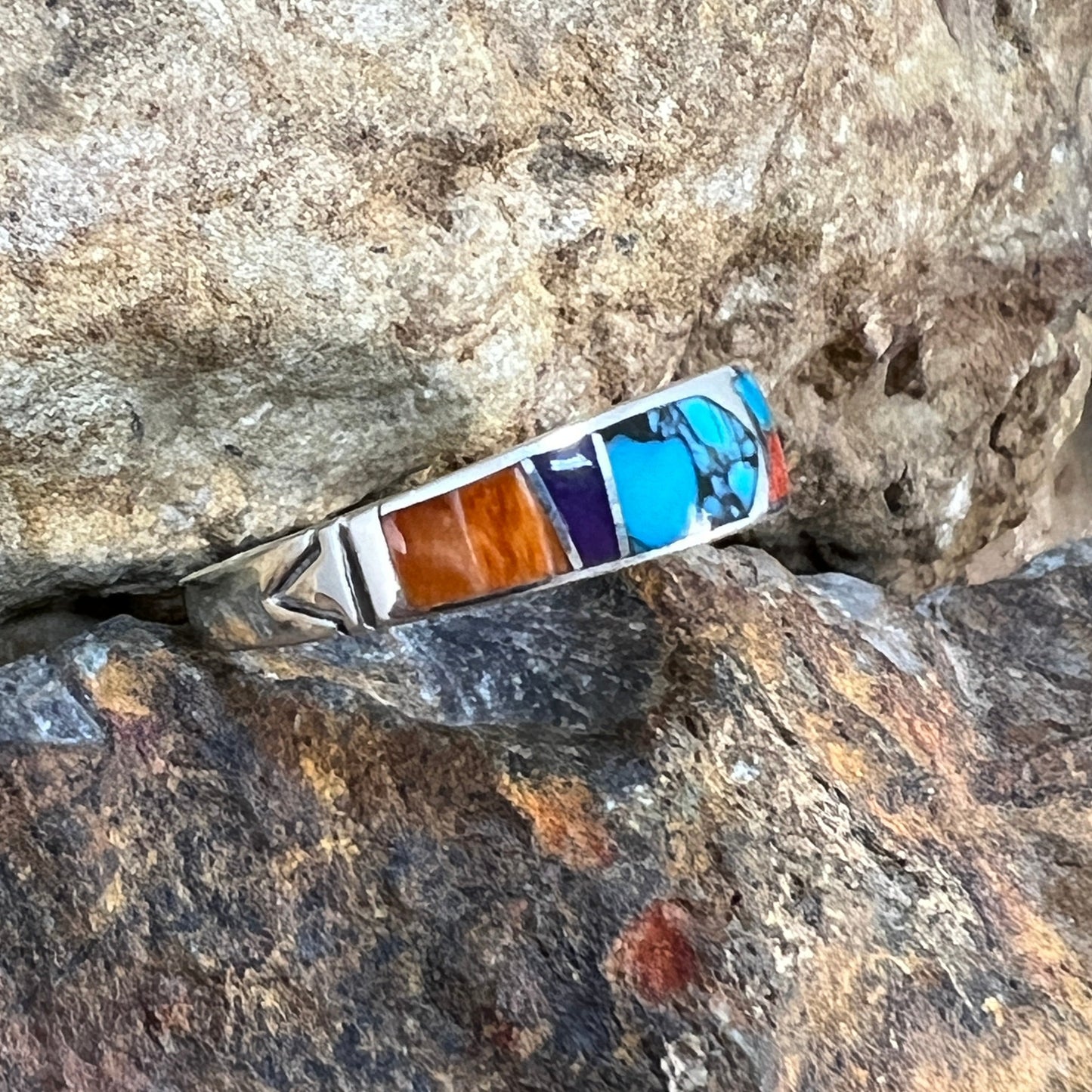 David Rosales Indian Summer Inlaid Sterling Silver Ring