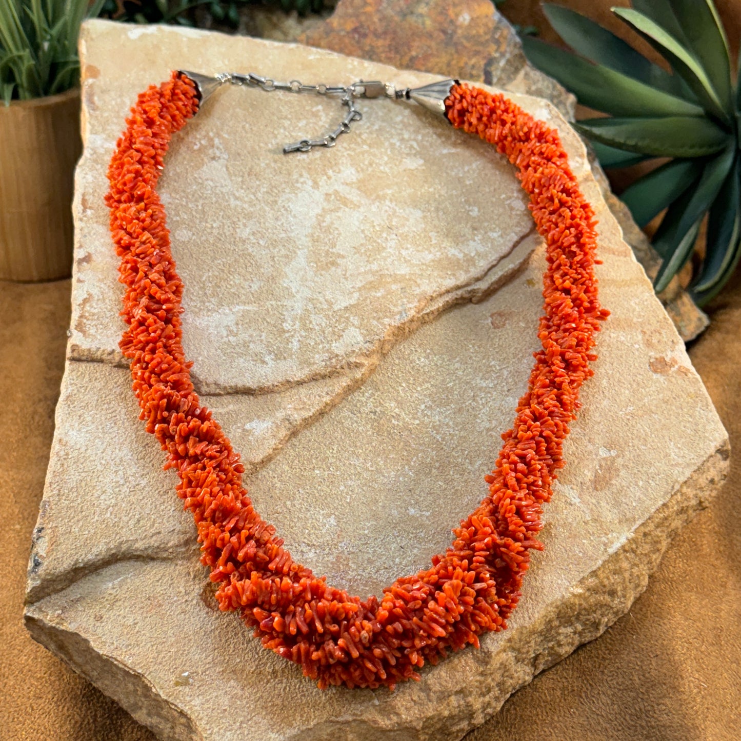 20" Red Coral 10-Strand Beaded Necklace