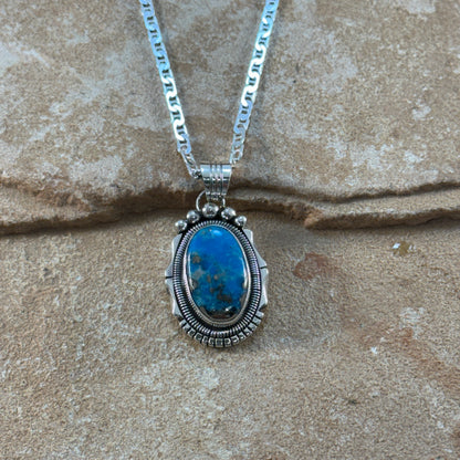 Ithaca Peak Kingman Turquoise Sterling Silver Pendant by Wil Denetdale