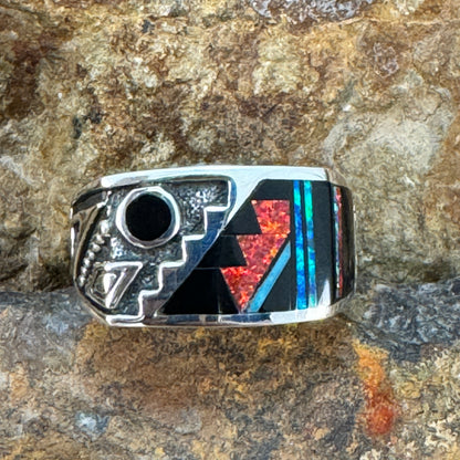 David Rosales Red Moon Inlaid Sterling Silver Ring