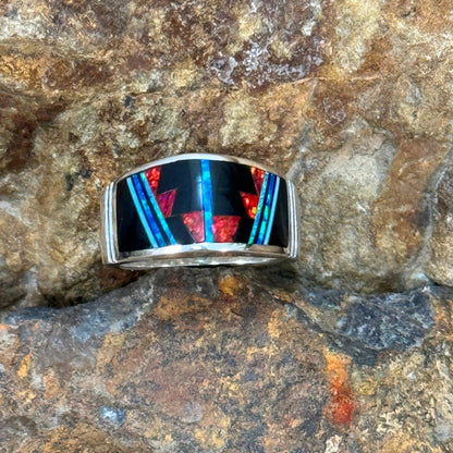 David Rosales Red Moon Inlaid Sterling Silver Ring