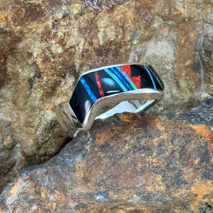 David Rosales Red Moon Inlaid Sterling Silver Ring