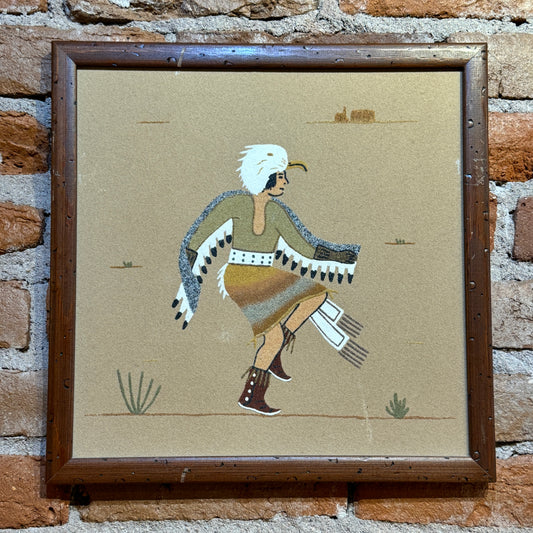 Vintage Eagle Dancers Sand Paintings by Navajo Artist