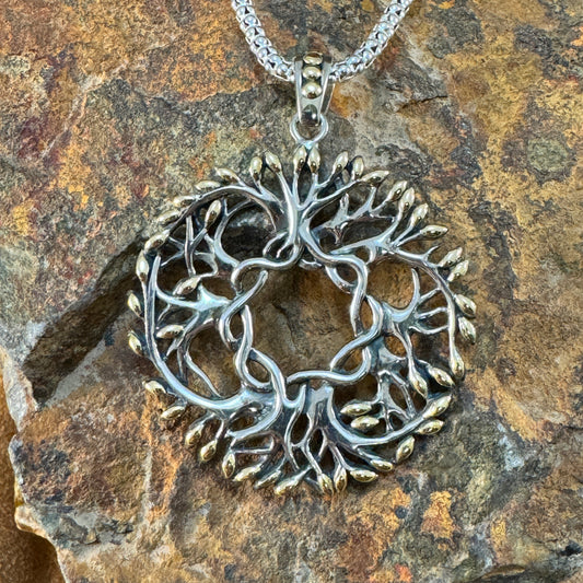 Sterling Silver & 18K Celtic Tree of Life Pendant by Keith Jack Jewelry 18" Sterling Chain Necklace