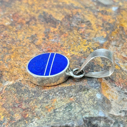 Estate Jewelry - Supersmith Lapis Inlaid Sterling Silver Pendant