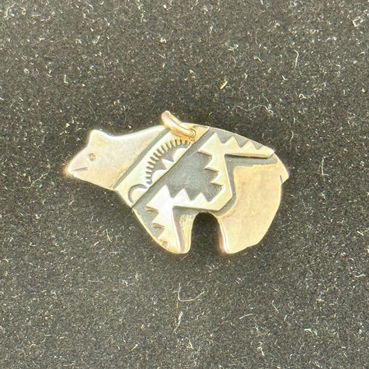 Vintage Navajo Sterling Silver Bear Pendant by Tommy Singer - Estate Jewelry