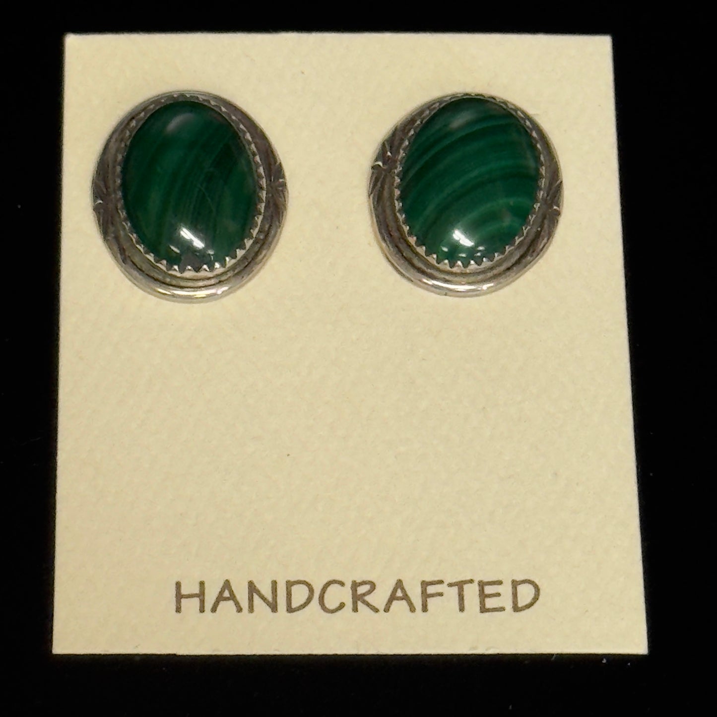 Post Earring Navajo Malachite Cab - Estate