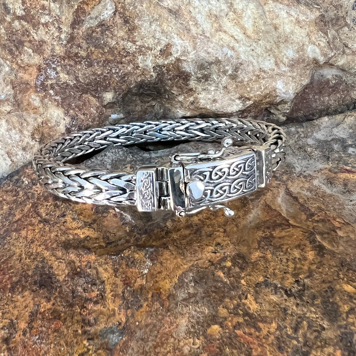 Keith Jack Sterling Silver Celtic Weave Hinged Bracelet w/ Clasp