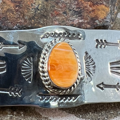 Orange Spiny Oyster Silver Barrette, crafted by renowned artisan Billy Jaramillo