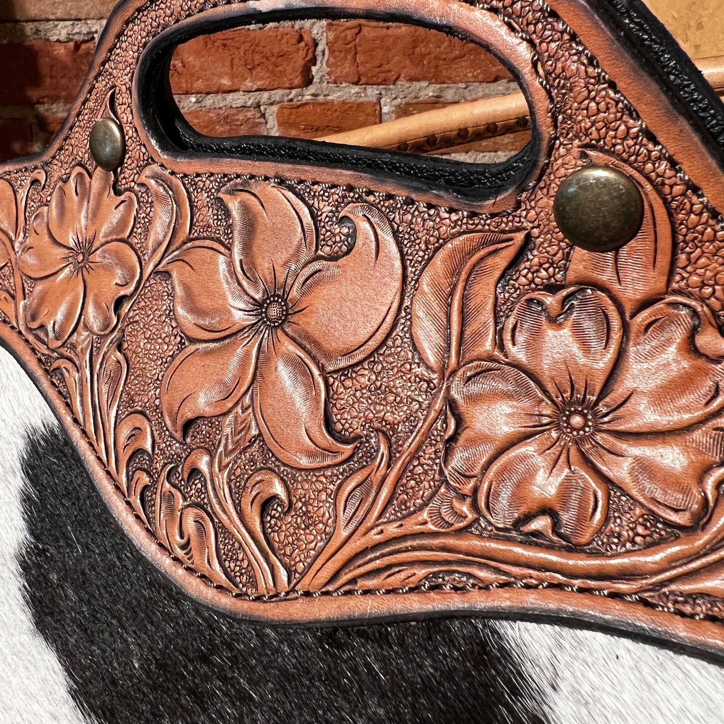 Hand Tooled 'Prescott Blooms' Leather Purse by Stephen Vaughn Leatherworks