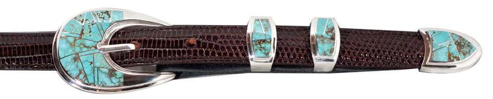 David Rosales #8 Turquoise 1" Inlaid Ranger Belt Buckle