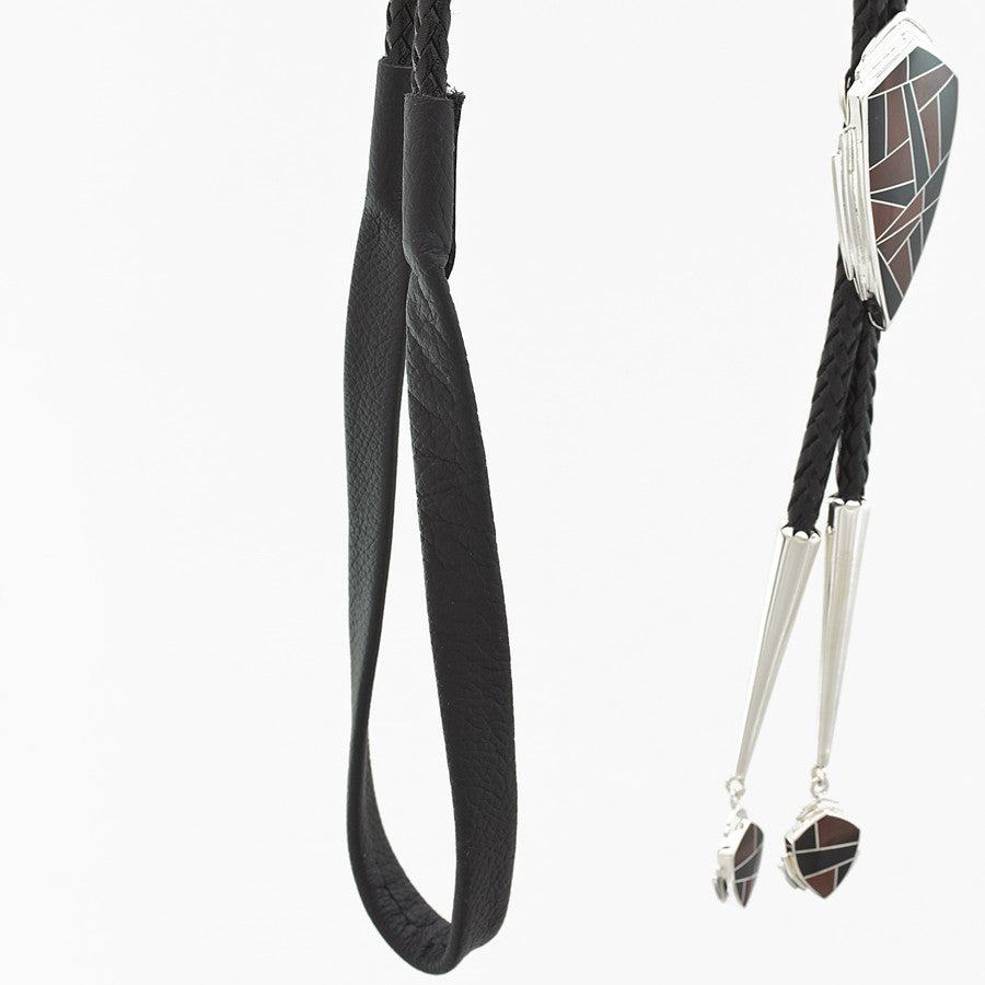 David Rosales Black Tiger Inlaid Sterling Silver Bolo Tie