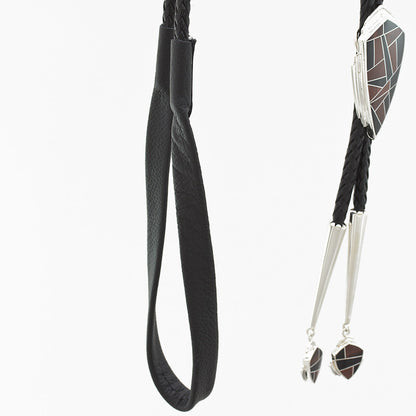 David Rosales Black Tiger Inlaid Sterling Silver Bolo Tie