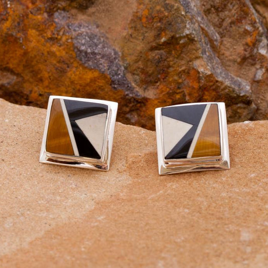 David Rosales Kayenta Inlaid Sterling Silver Earrings