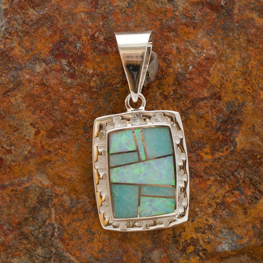 David Rosales Amazing Light Inlaid Sterling Silver Pendant