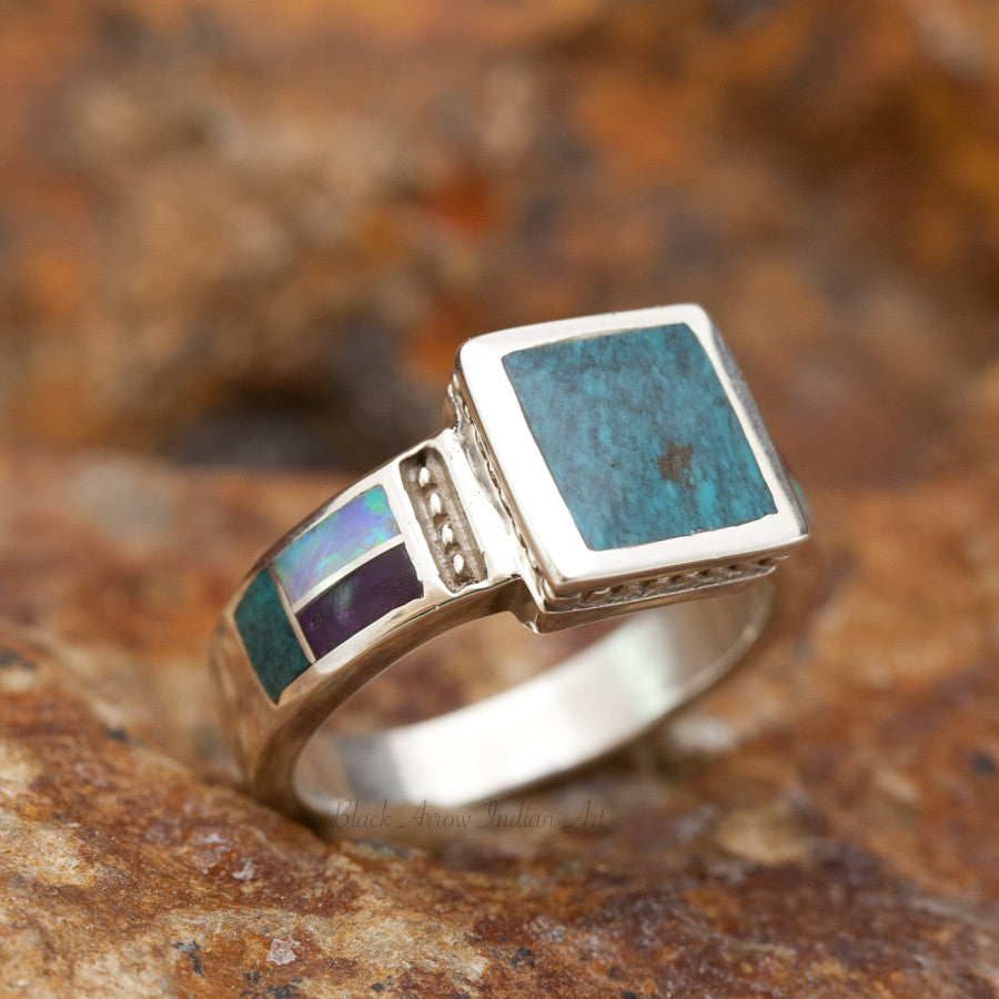 David Rosales Shalako Inlaid Sterling Silver Ring