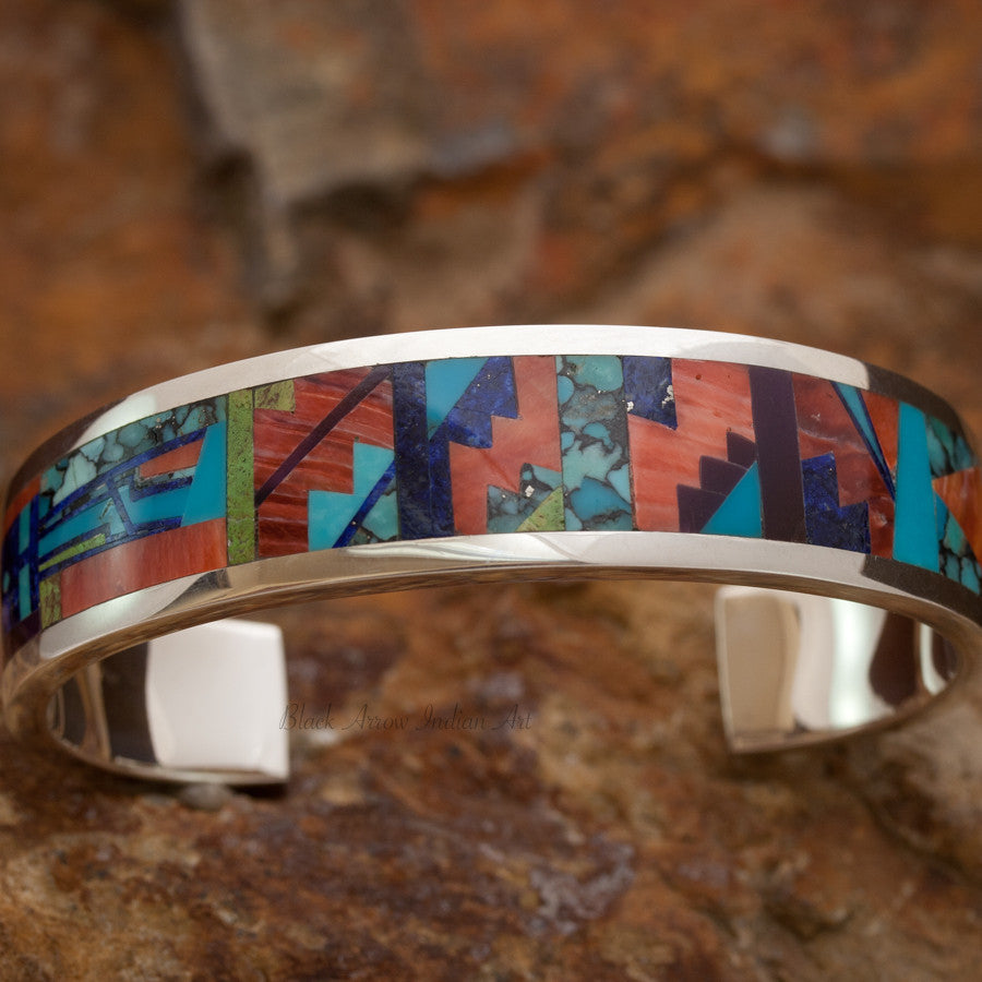 David Rosales Indian Summer Fancy Inlaid Sterling Silver Bracelet