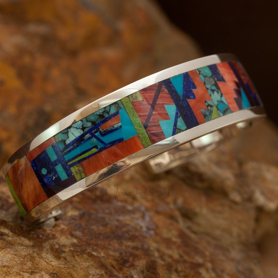 David Rosales Indian Summer Fancy Inlaid Sterling Silver Bracelet