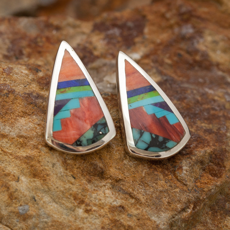 David Rosales Indian Summer Inlaid Sterling Silver Earrings