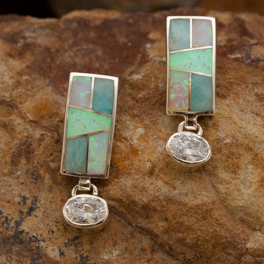 David Rosales Inlaid Sterling Silver Earrings