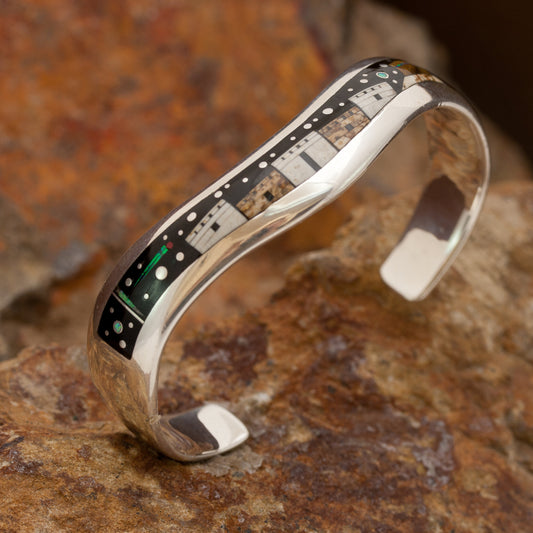 David Rosales Native Lite Inlaid Sterling Silver Bracelet