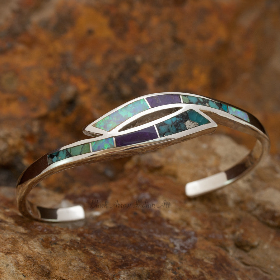 David Rosales Shalako Inlaid Sterling Silver Bracelet