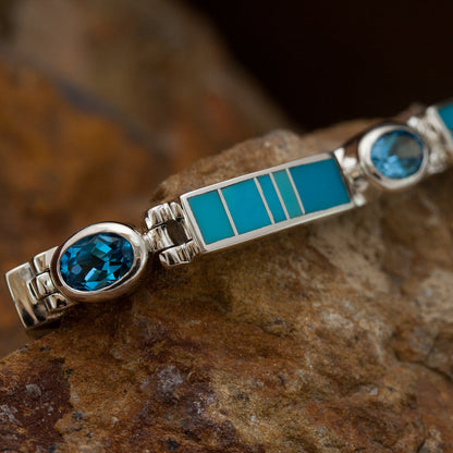 Arizona Blue Inlaid Sterling Silver Bracelet