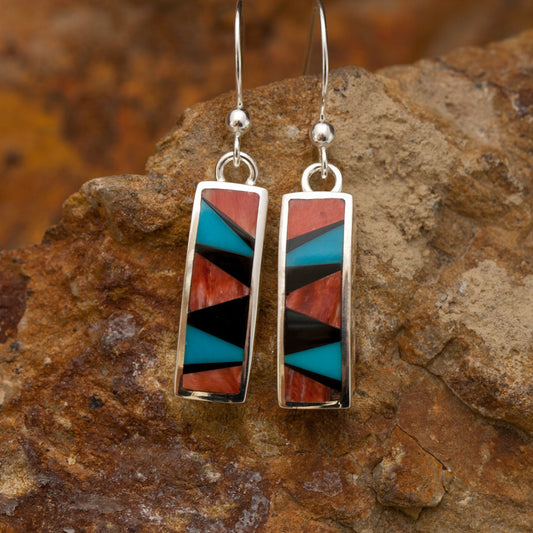 David Rosales Red Canyon Inlaid Sterling Silver Earrings