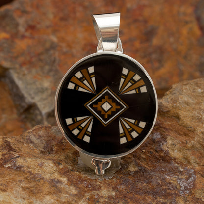 David Rosales Kayenta Inlaid Sterling Silver Pendant Two-Sided