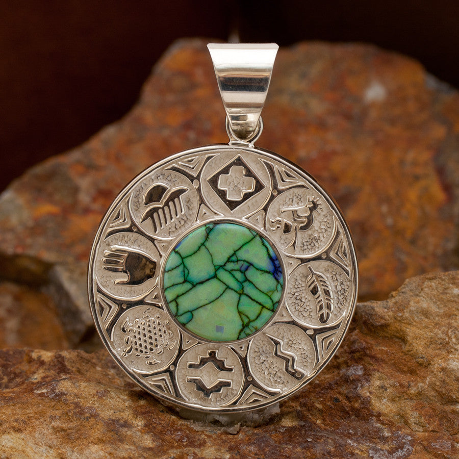 David Rosales Kayenta Inlaid Sterling Silver Pendant Two-Sided