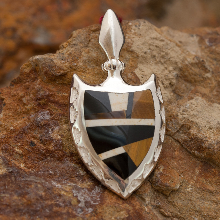 David Rosales Kayenta Inlaid Sterling Silver Pendant