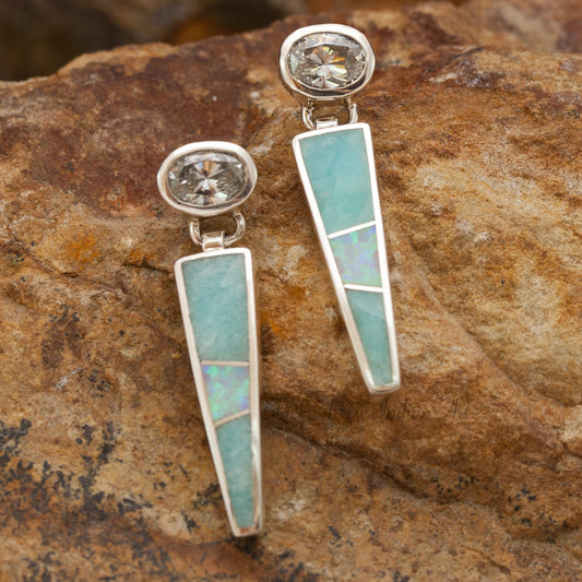 David Rosales Amazing Light Inlaid Sterling Silver Earrings