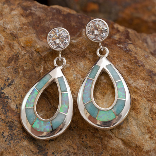 David Rosales Inlaid Sterling Silver Earrings