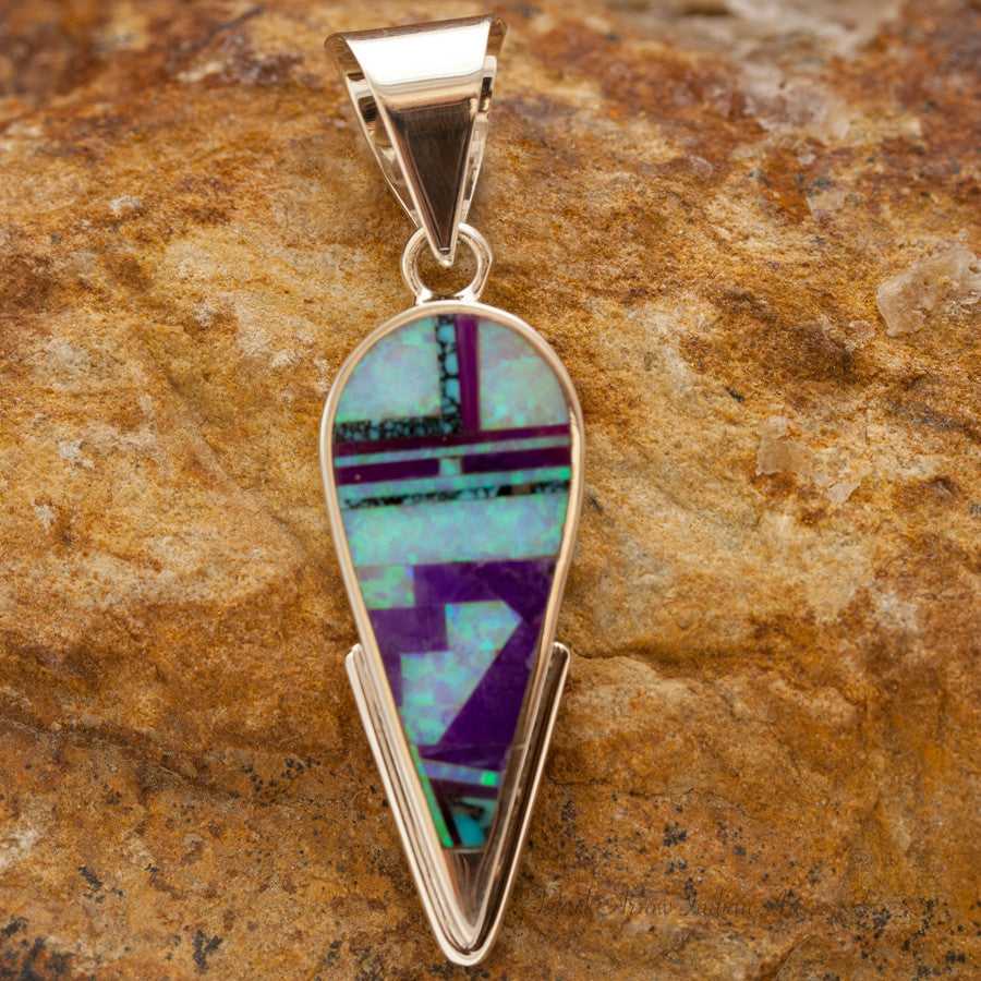 David Rosales Shalako Inlaid Sterling Silver Pendant