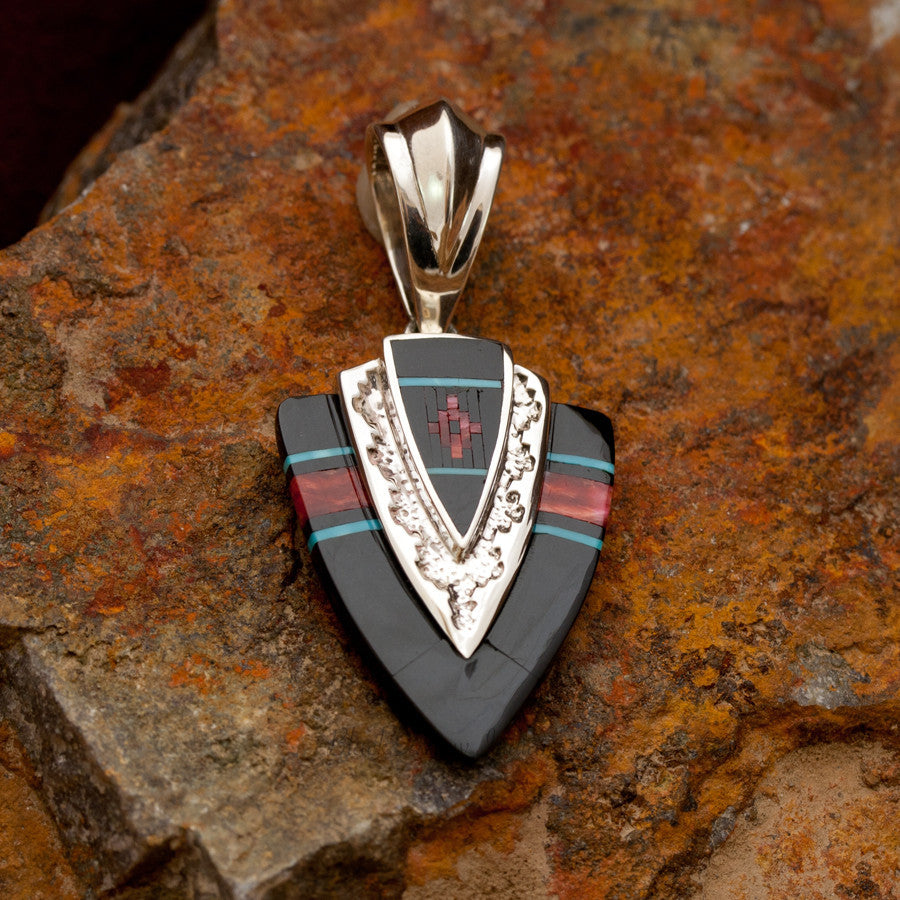 David Rosales Red Canyon Inlaid Sterling Silver Pendant