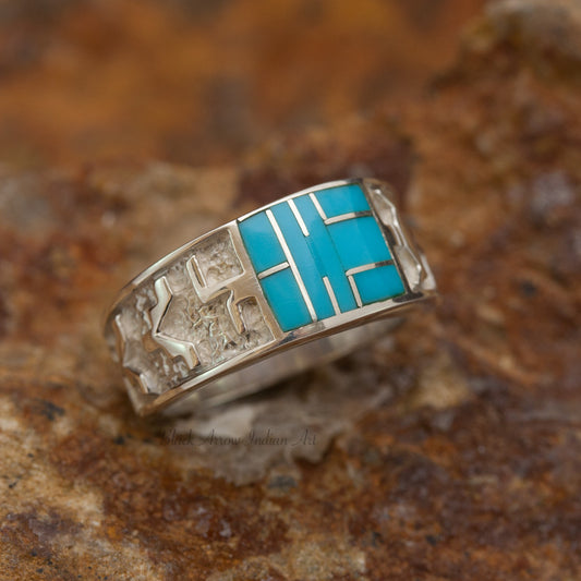 David Rosales Arizona Blue Inlaid Sterling Silver Ring