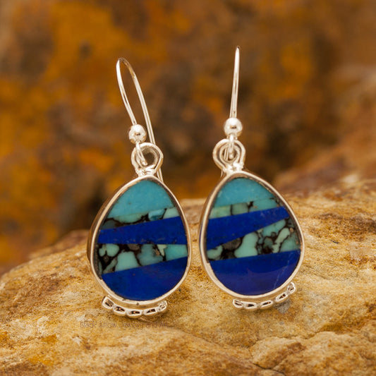 David Rosales Blue Mountain Inlaid Sterling Silver Earrings