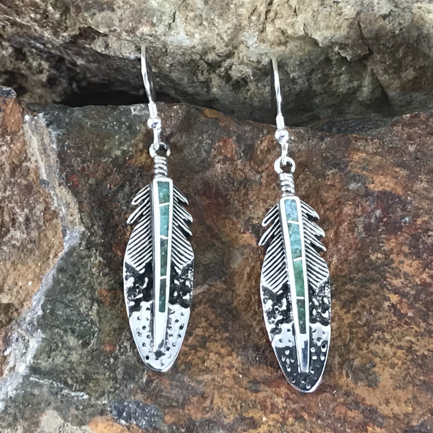 David Rosales Sonoran Gold Inlaid Sterling Silver Earrings